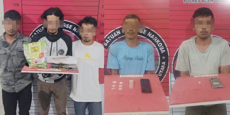 Polres Aceh Utara Amankan 428 Gram Sabu, Lima Pria Dibekuk Dilokasi Berbeda