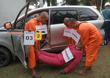 Pomal Lhokseumawe Laksanakan Rekonstruksi Pembunuhan Agen Mobil di Aceh Utara
