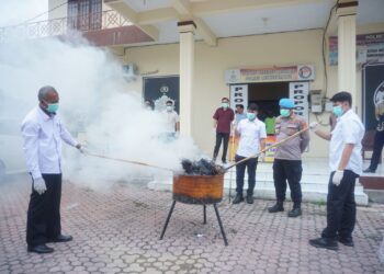 Polres Lhokseumawe Musnahkan Barang Bukti Sabu dan Ganja