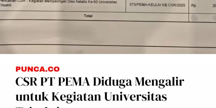 CSR PEMA Diduga Mengalir ke Trisakti, Publik Desak KPK Segera Bertindak!