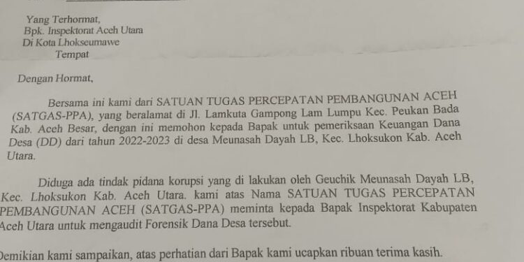 Koordinator Satgas PPA Dukung Pemanggilan Geuchik Dayah LT ke Inspektorat Aceh Utara