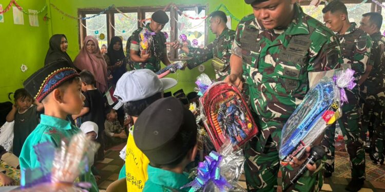 Yonkav 11/MSC Gelar Bakti Sosial dan Trauma Healing untuk Anak Korban Banjir di Bener Meriah