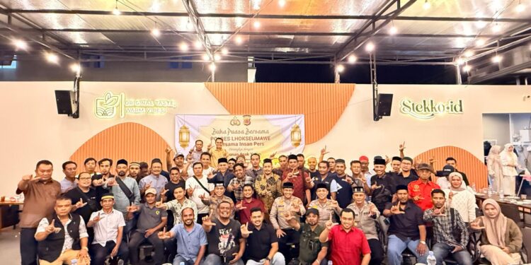 Polres Lhokseumawe dan Insan Pers Berbuka Bersama, Puluhan Anak Yatim Terima Santunan